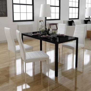 Handla Matbordsset med 4 vita stolar + 1 modernt designat bord