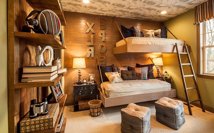 Kreativitet och komfort: stora barns sovrum i en rustik stil