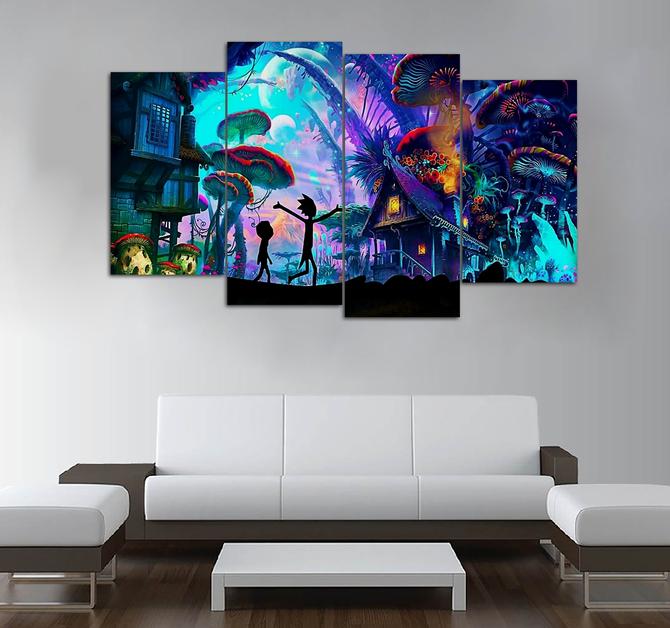 4-piece Rick and Morty Art Printed Canvas Wall Art