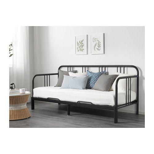 FYRESDAL Dagbädd med 2 madrasser - svart/Malfors medium fast - IKEA
