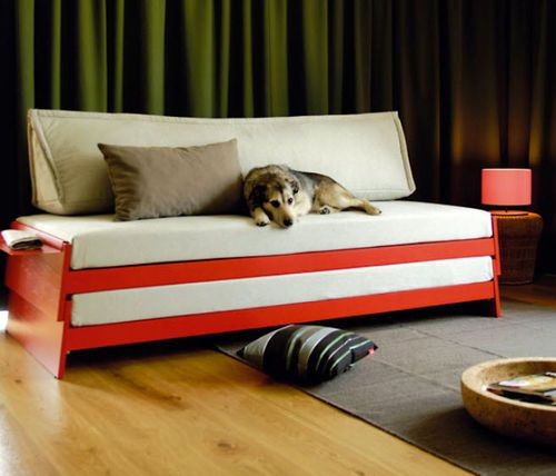 Contemporary sofa with trundle bed STAPLE by Alexander Seifried
