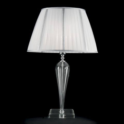 designer bordslampa i transparent glas Leo, tillverkad i Italien
