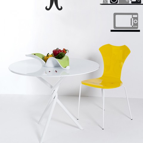 2 designer stolar i gul ogenomskinlig plexiglas Meggy, Made in Italy
