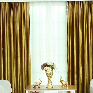[$41.03] Färdigsydda Mörkläggning gardiner draperier Två paneler  2*(W140cm×L259cm) Guld / Sovrum