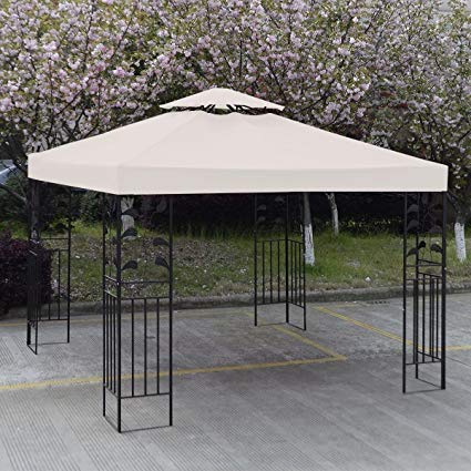 GH 10' X 10' Gazebo Replacement Canopy Top Cover - Beige, Double-teir