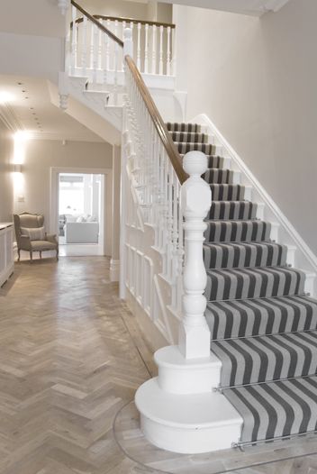 Hall/Edwardian..love the striped stair carpet | Home ❤ | Carpet