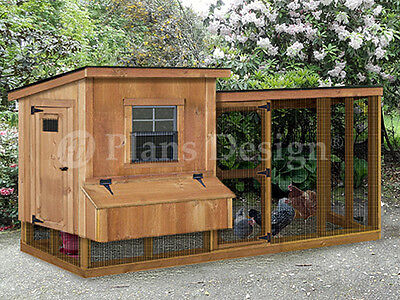 Chicken Coop / Hen House Plans with Kennel / Run 2 in 1 Combo, Design #  60410ML | eBay