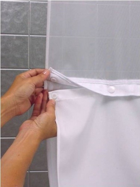 Hookless Snap-In Fabric Liner for Shower Curtains, 70