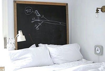Fun idea for a headboard.this way you can immediately write down