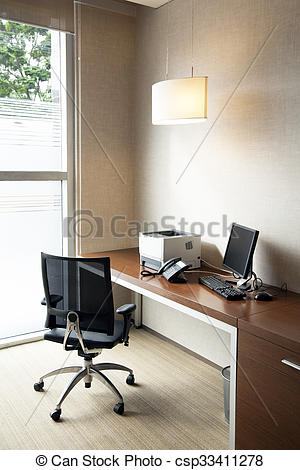 bord, skrivare, enkelt, kontor, skrivbord
