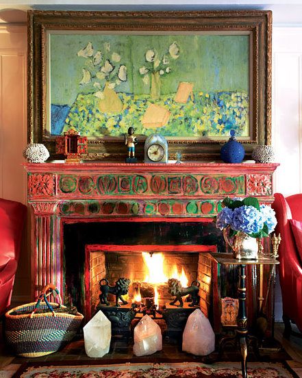 painted fireplace bohemian bloomsbury-style | BohoChic №1