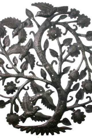 Metall vägg skulpturer livets träd med fåglar