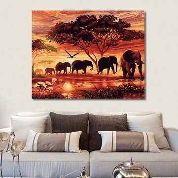 RUOPOTY Elephants Landskap DIY Digital målning med siffror Modern väggkonst  Canvas målning Unik present till heminredning 40x50cm