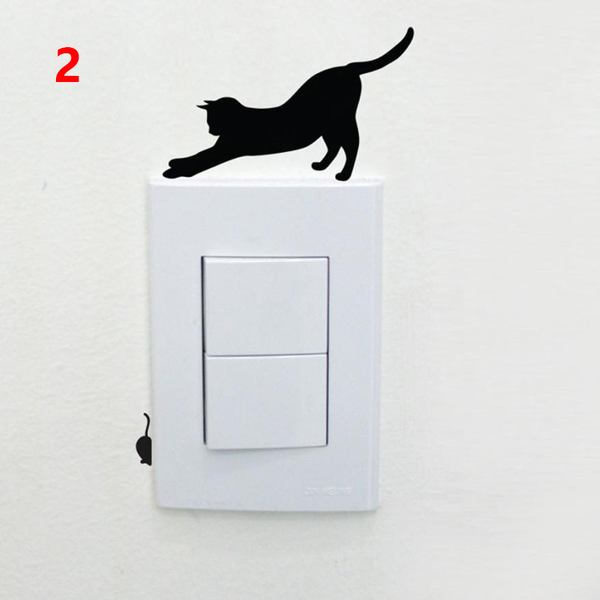 Grossistwebbplats Katter strömbrytare vinyl vägg klistermärken 4