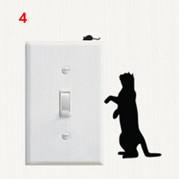 Grossistwebbplats Katter strömbrytare vinyl vägg klistermärken 4