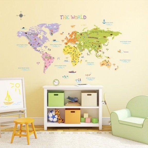 Stor världskarta för barn | Lekrum | Väggdekor, Lekrum och För barn