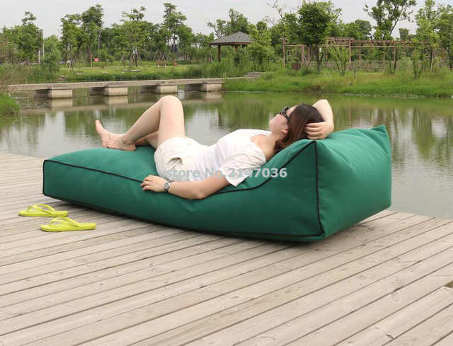US $68.0 |Long beach bean bag chair, waterproof beanbag sofa seat, outdoor  comfortable bean lounger, cover only-in Garden Sofas from Furniture on