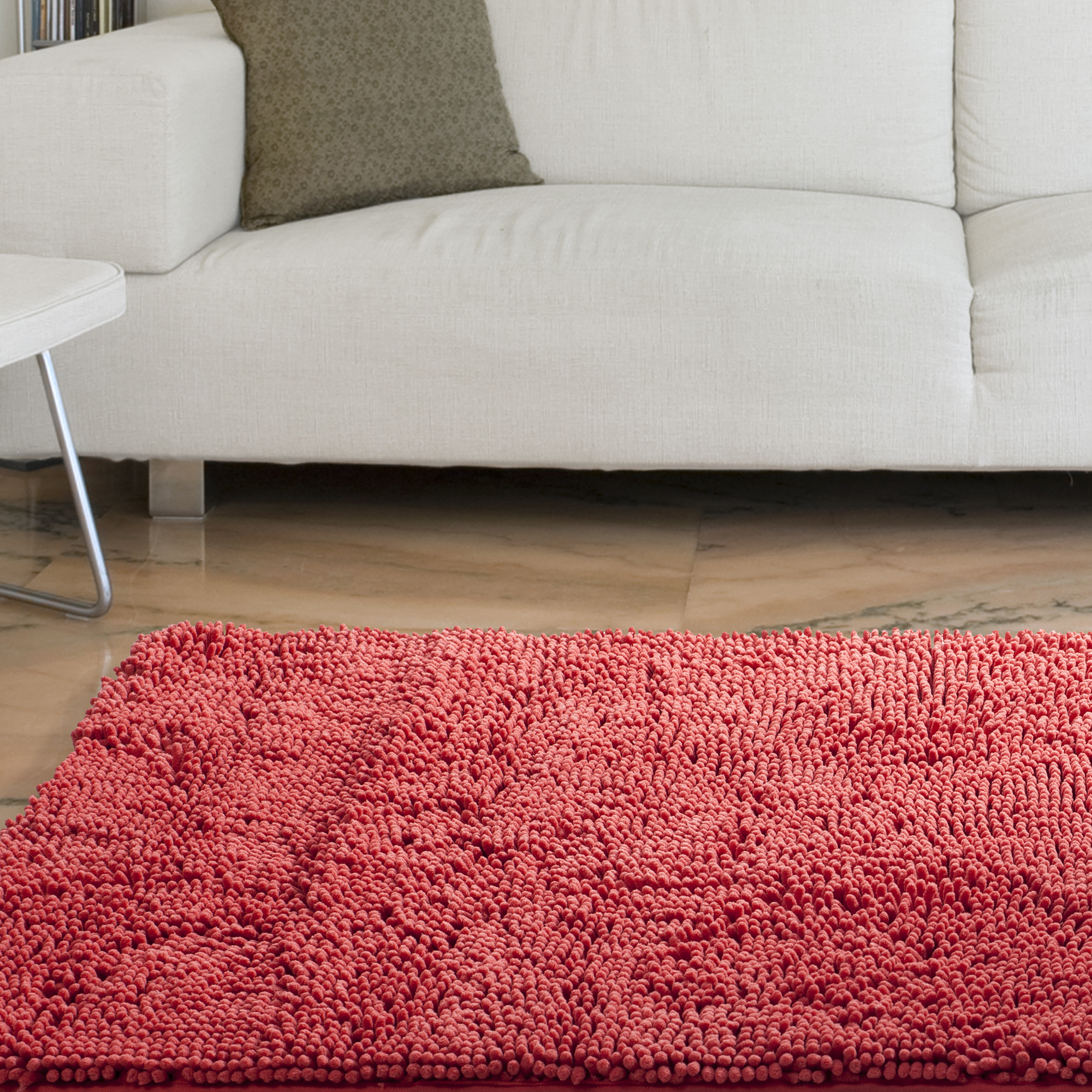 Somerset Home High Pile Shag Rug Carpet - Coral- 21x36