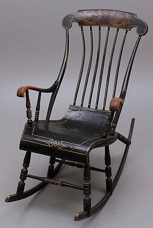 GUNGSTOL, trä/svart, 1800-tal. Furniture - Armchairs & Chairs