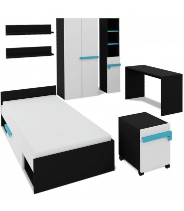 Köp online Sovrumsmöbelset för barn 8 delar med madrass blå