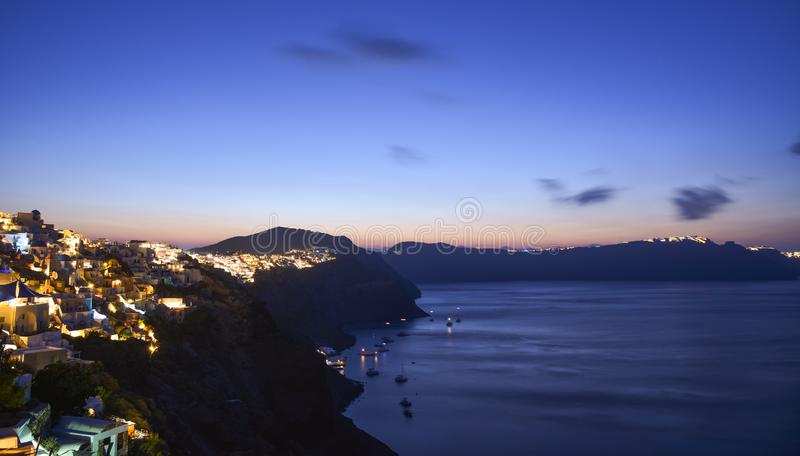 Santorini Natt Grekland materielbilder - royalty för nedladdning