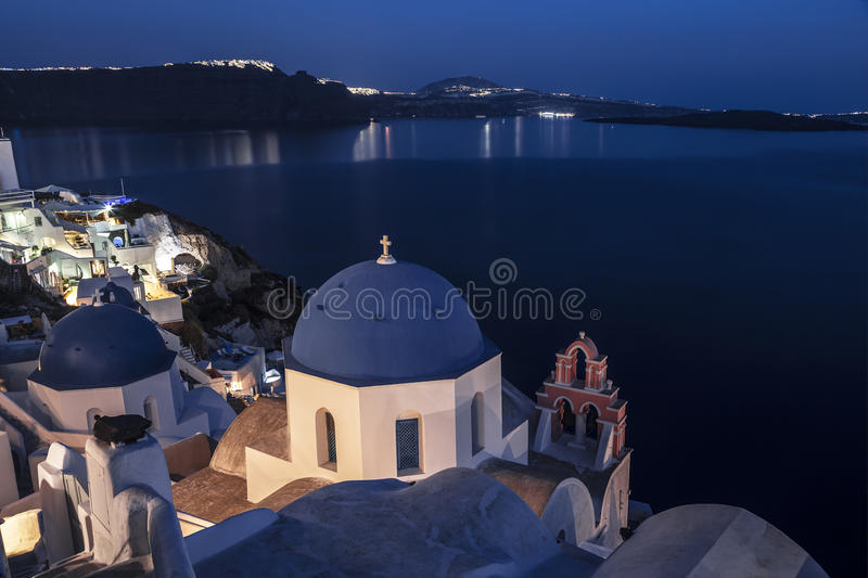 Santorini Natt Grekland materielbilder - royalty för nedladdning