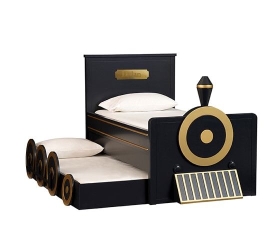 Personalized Train Bed & Trundle, Midnight Gray | Pottery Barn Kids