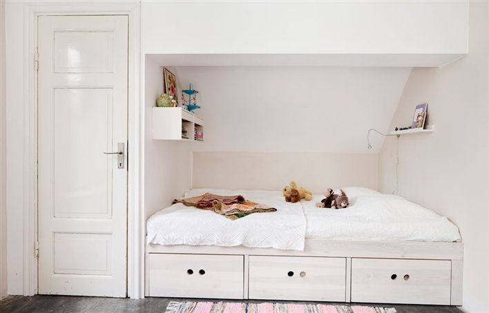 Inbyggd säng | Barn. | Barnrum, Barnrum snedtak och Vita sovrum