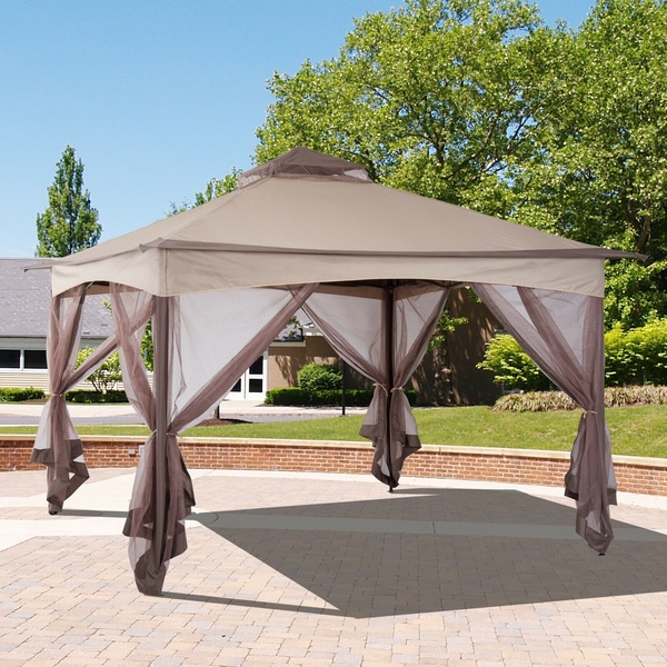 11'x11' Outdoor 2-Tier Pop Up Folding Gazebo Portable Party Tent With  Netting