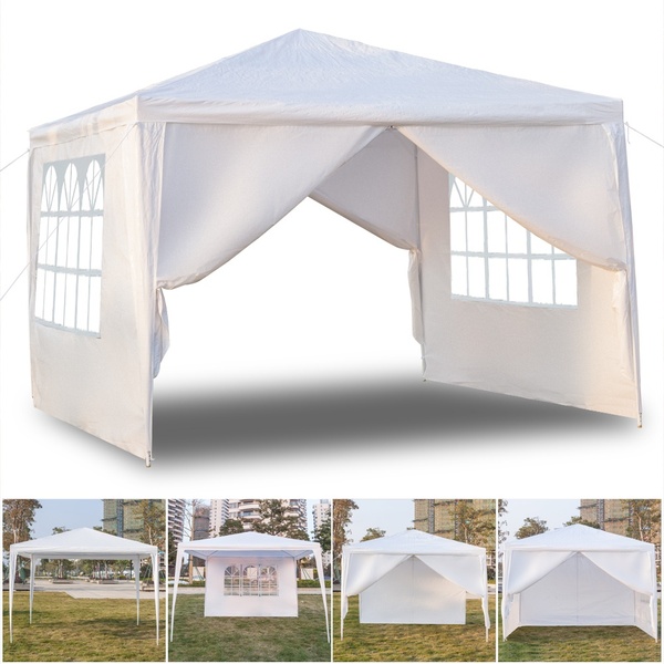 Outdoor Canopy Party Wedding Tent White Gazebo Sunshade /4 Side Walls  10'x10'(We don't ship to AK/HI/PR/APO/FPO/PO BOX)