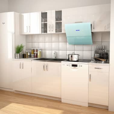 Handla vidaXL 7 delars köksskåp set med köksfläkt högglans vit
