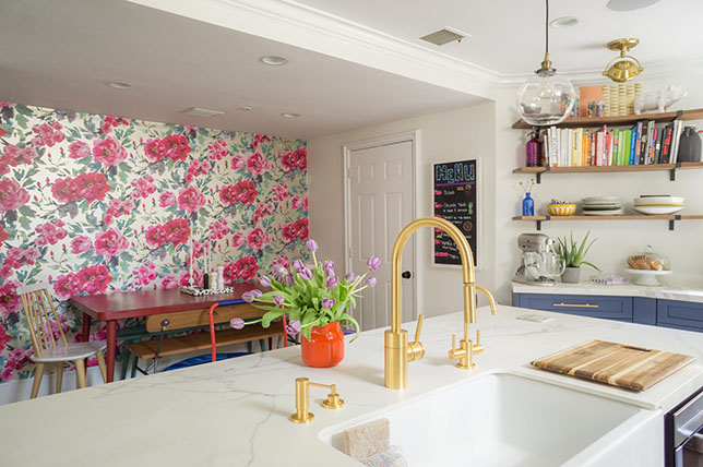 pink floral kitchen wallpaper ideas