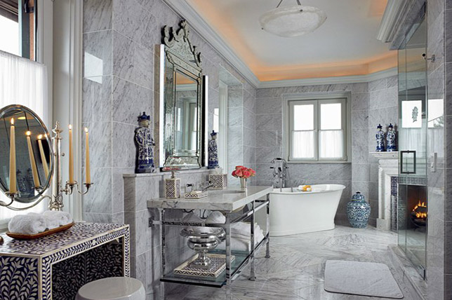 grå moderna badrumsidéer