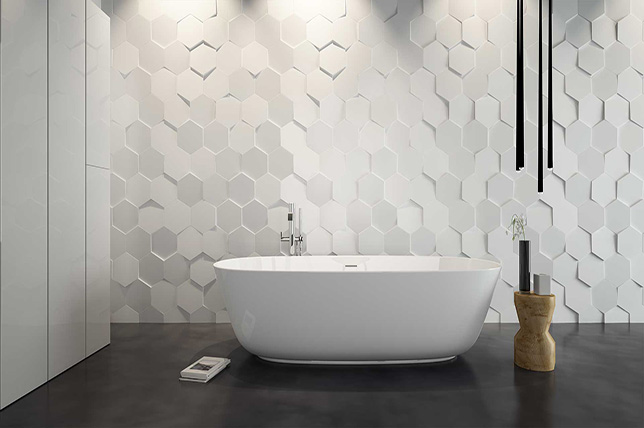 moderna geometriska badrumsplattor