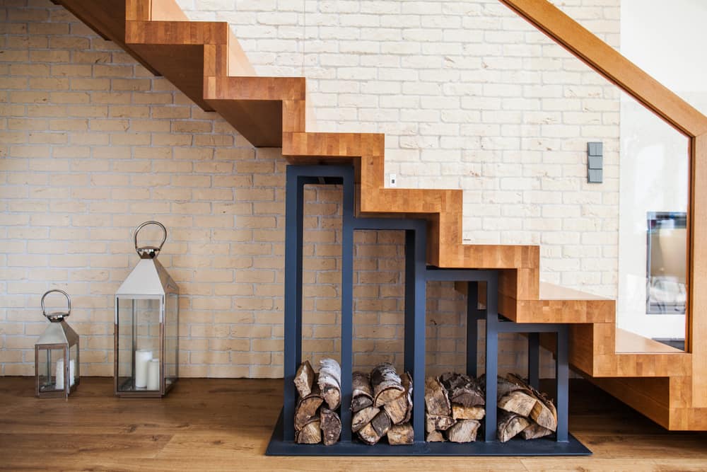 firewood storage under staircase 